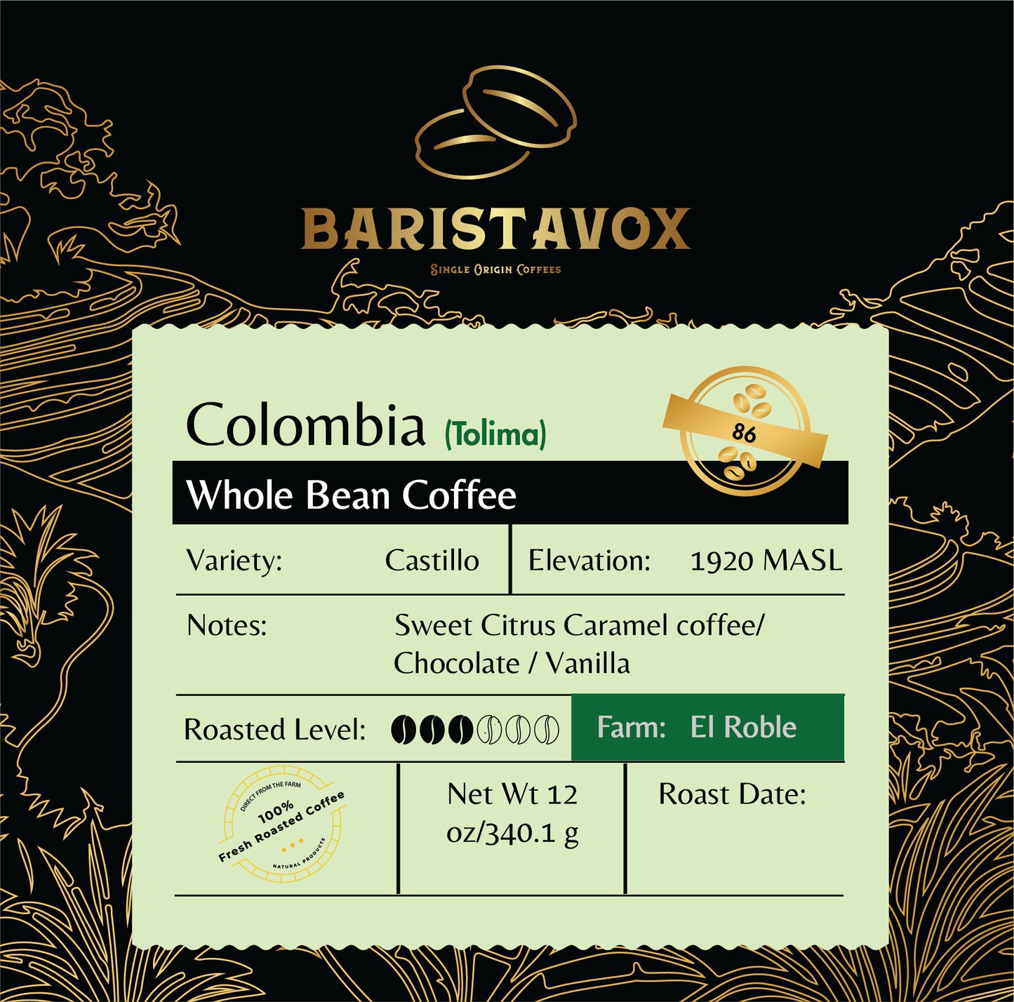 El Roble Castillo Front single origin coffee