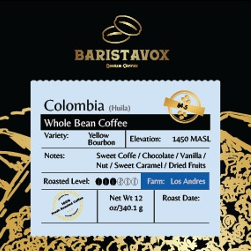 Los Andes farm Yellow Bourbon Front label